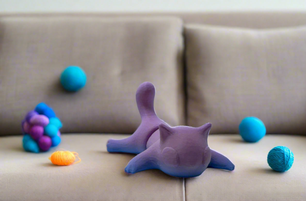 Purple-Blue Articulated Kitty Cat