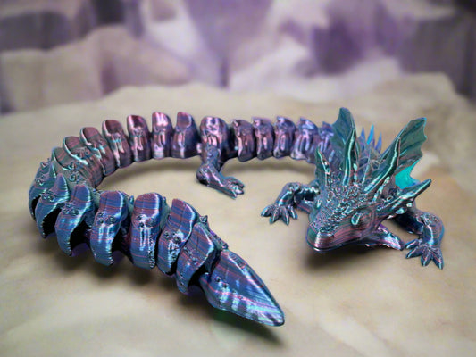 Articulated Spiked Dragon – Blue & Purple Silk Finish
